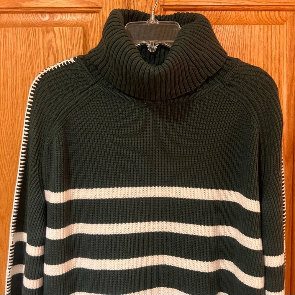 Tuckernuck Hyacinth House Striped Emsley Mini Sweater Dress Pine Green White XXL